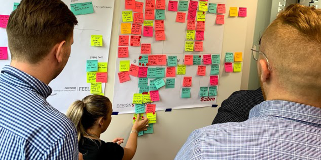 Leisure Travel Consultants reviewing pain points on a journey map